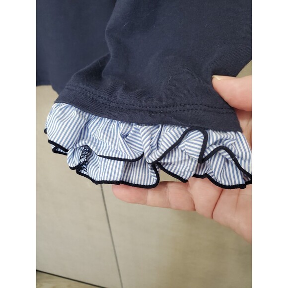 Talbots Cotton Blend Blue Keyhole Back Long Sleeve T-Shirt with Ruffle Detail L - Picture 3 of 6